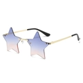 Frameless star-shaped sunglasses with purple-orange gradient lenses and gold metal frame - Gold Frame Gray Pink Lens