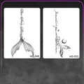 Mermaid tail temporary tattoo stickers with moon and letter designs 7x12cm - Fish Tail Combination
