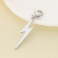 Macro shot of silver lightning bolt pendant with lobster clasp on a white plate - Lightning Style (KLJ7019-Z)