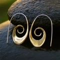 Boucles d'oreilles spirales rétro géométriques dorées avec crochets argentés - Spirale Bicolore Or et Argent (05)