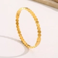 Polished gold stainless steel bangle featuring continuous geometric hexagon link patterns - 1873-Gold-Hexagon Links