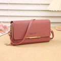 Sac bandoulière multifonction pour téléphone en similicuir rose poudré avec double zip - Rose Foncé