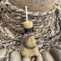 Mini Wicca witch broom car charm with natural straw and hollow moon star pendant - Hollow Moon and Star Necklace