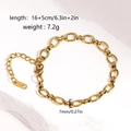 Bracciale a catena sottile in acciaio inossidabile placcato oro 18K con chiusura a barra - Stile a Maglie Ovali Larghe