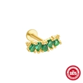 Gold S925 sterling silver cartilage stud with green zircon floral cluster design - Gold #10 (5 Pear Green Arch)