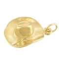 Detailed close-up of a gold-plated cowboy hat pendant with polished metallic texture - Cowboy Hat