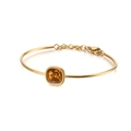18k gold plated stainless steel bracelet with square amber zircon and chain clasp - Amber Zirconia (KB120137-KHY)