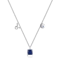 Collar Tauro de plata de ley S925 con colgante azul cuadrado y dijes de constelación - Plata (Plata de Ley 925)