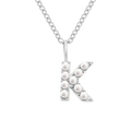 Elegante collana in acciaio inossidabile con pendente lettera K e piccole perle - K-Argento