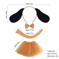 4-piece pug costume set with dog ear headband, bow tie, tail, and yellow tutu skirt - Tan Pug 3-Piece Set + Light Brown Tutu Skirt