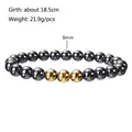 Detailed view of black hematite bead bracelet with dimensions 18.5cm length and 8mm diameter - 8mm