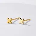 14K gold plated stainless steel X-shaped stud earrings, 4mm size - X Shape (YE14814) / 4mm / Gold
