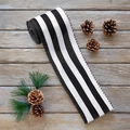 Black and white striped burlap ribbon roll with brown edges for DIY Christmas tree decor - Black & White Stripes