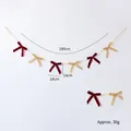 180cm Christmas velvet bow garland with dark red and champagne gold velvet bows - Wine Red & Beige Mixed