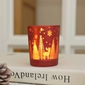 Red frosted glass Christmas reindeer candle holder with warm forest patterns - Xmas Tree Reindeer / Small (5.5*6.5cm) / Red