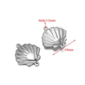 Polished silver seashell ocean pendant charm for DIY jewelry 19mm size - 19mm Double Hole Striped Shell Steel Color