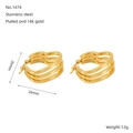 Boucles d'oreilles cœur géométriques en acier inoxydable plaqué or 18 carats - Boucle d'Oreille Géométrique (ZE1474G) / 26mm*26mm / Doré