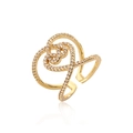 Minimalist gold hollow geometric open ring with sparkling crystals for a trendy look - Adjustable Open / Gold (13715)