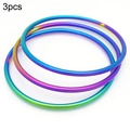 3pcs set of iridescent rainbow 304 stainless steel bangles with seamless finish - 3 Rings / 53mm (Inner Diameter) / Colorful