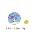 Panda enamel pin with pink cherry blossoms and blue sky background 3.5cm x 3.5cm - Pink Sakura Tree Sky Panda