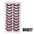 Voluminous false eyelashes 10 pairs set in style DSD27 on pink tray with white backdrop - DSD27 (Pink)