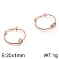 Minimalistische Knoten-Ohrringe in Roségold mit 20 mm strukturiertem Seildesign - Roségold 20mm (KE95001-KFC)