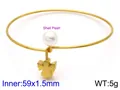 Adjustable gold twisted steel wire bracelet with shell pearl and angel charm - Gold Angel & Shell Pearl Style (KB114932-KFC)