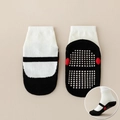 Non-slip baby floor socks with Mary Jane style print and white anti-skid rubber dots - Black Polka Dot / 8 Months-2 Years XS (Foot Length 9-12cm)