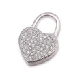 Silver-plated heart padlock pendant with micro-paved sparkling cubic zirconia crystals - Silver Heart Padlock with Zirconia (L0105-B)