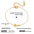 Detail of 18K gold stainless steel bracelet with love charm and adjustable lobster clasp - Love Letter Charm Bracelet(JDB0209024)
