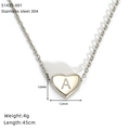 Macro shot of silver stainless steel heart pendant with engraved letter A and size info - Letter A Heart Style (S143S-001-A)