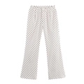 Pantaloni da donna eleganti bianchi con classici pois neri per uno stile casual quotidiano - XS / Bianco a pois neri