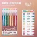 Morandi 9-color vintage gel pen set for journaling with transparent bodies and fine tips - Retro Style 9-Color Set