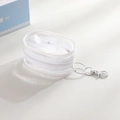Estuche transparente ovalado de PVC para figuras con cremallera blanca y llavero - Blanco con Gancho