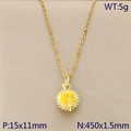 Goldene Durian-Halskette mit gelbem Emaille-Anhänger an einer Edelstahl-Halskette - Halbierter Durian-Stil (KN292097-Z)