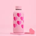 Detailed view of pink heart-patterned water bottle with 350ml capacity specifications - 350ml Dot Cup