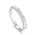 Anello ottagonale in acciaio inossidabile argento con conchiglia e micro zirconi lucidi - US 6 / Stile Acciaio (KR104134-YH)