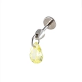Silver stud earring with drop-shaped yellow zircon pendant for cartilage piercing - 0.8*6mm Flat Back Post / Fruit Green (Single)