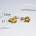 Minimalist irregular wavy gold earrings with polished 18K plated finish, size 2.3cm - Heart Style 1 - Gold