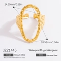 Unregelmäßiger goldener Edelstahlring mit Hammerschlag-Struktur und offener Form - Einstellbar Offen / Organischer Geschmolzener Texturstil (JZ21445)
