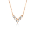 Collar en V de oro rosa con cinco gemas redondas brillantes en una cadena delicada - Plata 925 / Oro rosa