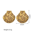 Detalle de pendientes de leopardo de 3,5 cm con dimensiones e información de peso real - Forma de Concha de Leopardo (E955-A)