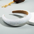 Sparkling padded headband with white crystals and brown velvet lining for party style - White