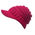 Deep rose red cable knit baseball cap with brim for autumn and winter outdoor warmth - Rose Red