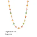 Colorful daisy pendant necklace in 18K gold finish with 40cm+5cm adjustable chain - Multi-color Style (YYN023068-M)