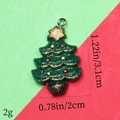 Detailed view of green glitter Christmas tree pendant with size and weight dimensions - 23# Christmas Tree