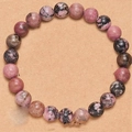 8mm Pink Zebra Stone beaded bracelet with black veins for friendship and daily wear - Rhodonite Without Charm Style