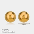 Minimalist 10mm golden stainless steel ball stud earrings with polished sphere finish - 10mm / Gold