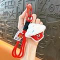 Cute plush cupcake keychain with red strap, soft hanging ornament for bags and car keys. - Ice Cream