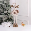 Cute Christmas reindeer doll with long legs in light brown knit fabric for home decor - Deer / Medium